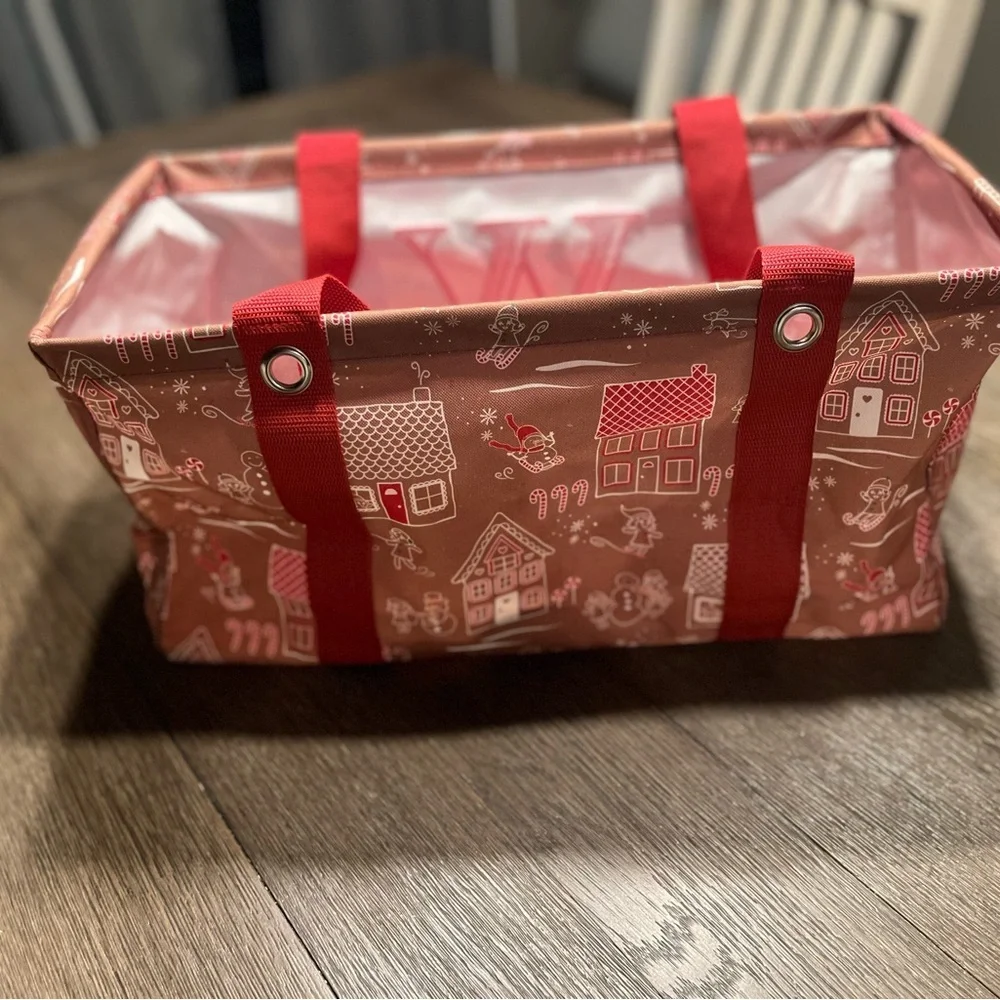 NWOT thirty-one Medium utility tote IN gingerbread print. Personalized. NLA RARE - Picture 5 of 8